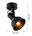 Argon TWIST kinkiet 1 pł. 1x7W (max) czarny struktura elementy mosiądzowane 4900