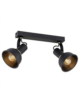 Argon TWIST plafon 2 pł. 2x7W (max) czarny struktura elementy mosiądzowane 7037