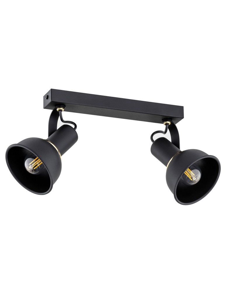 Adjustable ceiling lamps - spots - Argon TWIST plafond 2 fl. 2x7W (max) black structure brass elements 7037 - product kolory-swiatla.pl 2