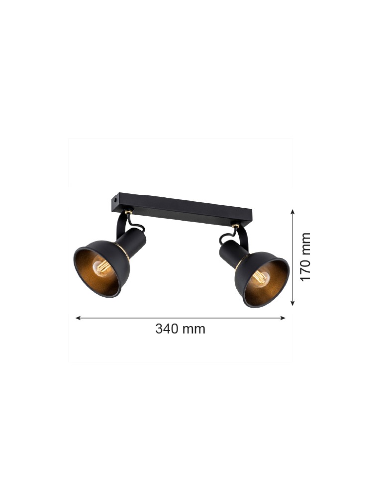 Adjustable ceiling lamps - spots - Argon TWIST plafond 2 fl. 2x7W (max) black structure brass elements 7037 - product kolory-swiatla.pl 4