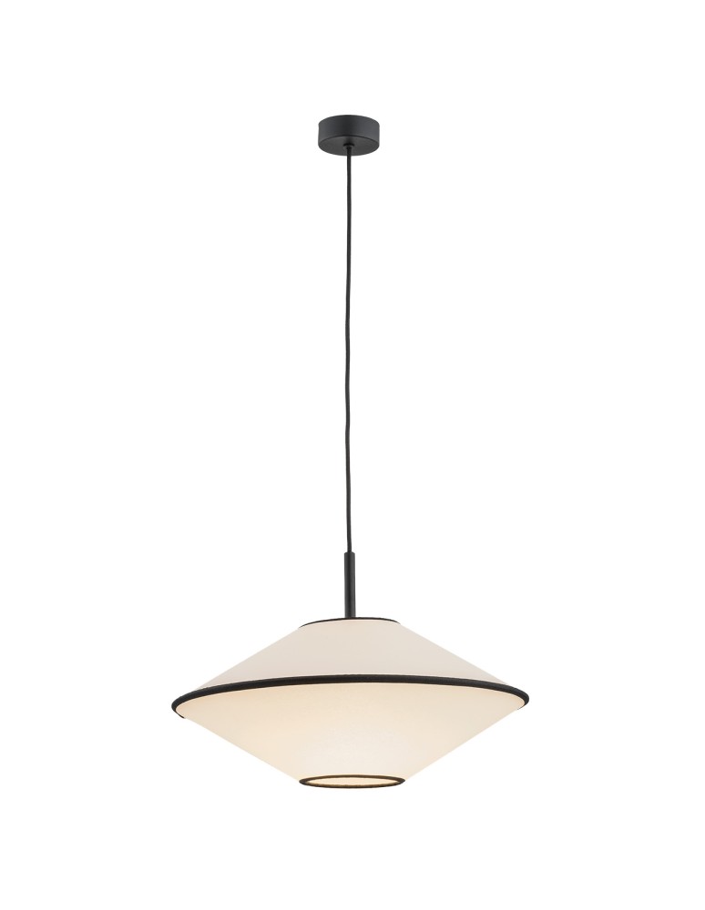 Single pendant lamps - Argon TROY pendant lamp 1 pł. 1x15W (max) beige with black stitching black structure 4282 - product kolory-swiatla.pl 1