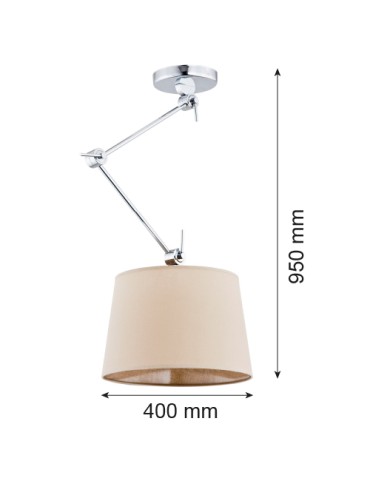 Argon ZAKYNTOS 1 fl. pendant lamp 1x15W (max) beige chrome 3549 - product 2