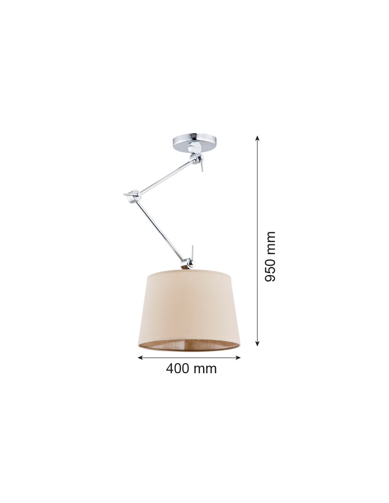 Pendant lamps with adjustable height - Argon ZAKYNTOS 1 fl. pendant lamp 1x15W (max) beige chrome 3549 - product kolory-swiatla.pl 2