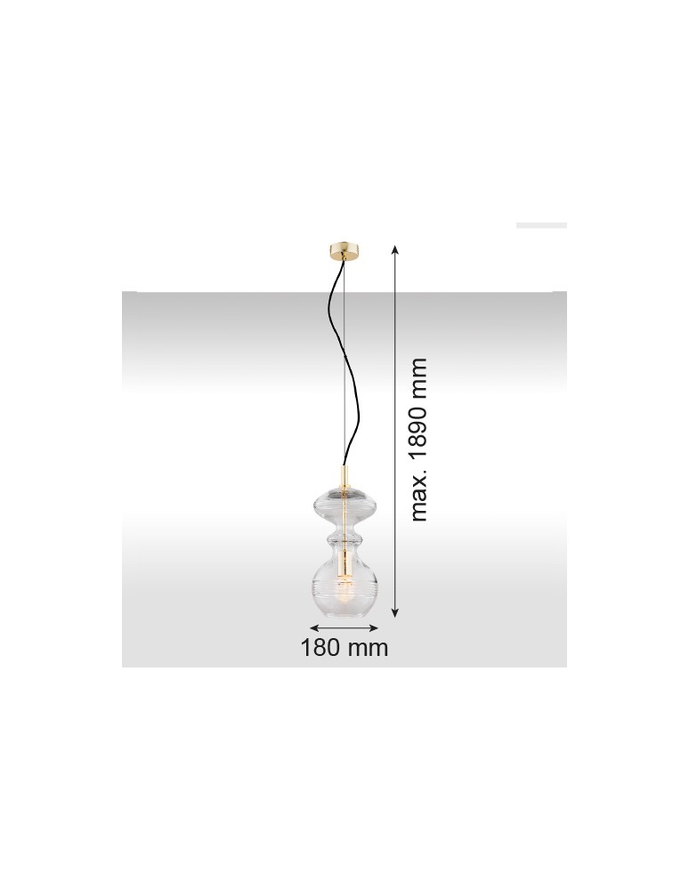 Single pendant lamps - Argon BILBAO 1 fl. pendant lamp 1x15W (max) transparent brass 4203 - product kolory-swiatla.pl 2