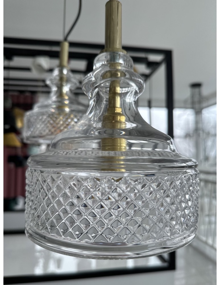 Pendant lamps - Argon CRUZ 3-fl. pendant lamp on a circular soffit 3x7W (max) transparent brass 1462 - product kolory-swiatla.pl 2