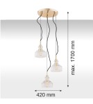 Argon CRUZ lampa wisząca 3 pł. na okrągłej podsufitce 3x7W (max) transparentny mosiądz 1462