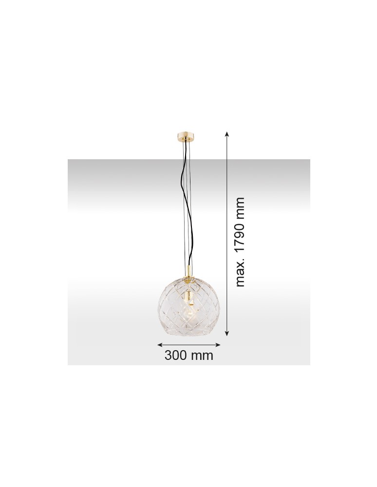 Single pendant lamps - Argon OVIEDO 1 fl. pendant lamp larger 1x15W (max) transparent brass 4201 - product kolory-swiatla.pl 3
