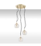 Pendant lamps - Argon OVIEDO 3-fl. pendant lamp on a circular ceiling light fixture 3x15W (max) transparent brass 1463 - product 1