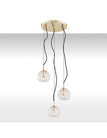 Argon OVIEDO lampa wisząca 3 pł. na okrągłej podsufitce 3x15W (max) transparentny mosiądz 1463