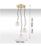 Argon OVIEDO lampa wisząca 3 pł. na okrągłej podsufitce 3x15W (max) transparentny mosiądz 1463