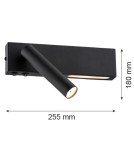 Reading wall lamps - Argon JASPER wall lamp 2 pł. 1x6W LED (max) + 1x4.5W black structure 1035 - product 4