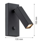 Reading wall lamps - Argon ROCK wall lamp 1 pł. 1x6W LED (max) black structure 4723 - product 3