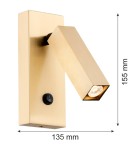 Wall lamps for bedrooms - Argon ROCK wall lamp 1 pł. 1x6W LED (max) brushed brass 4737 - product 3