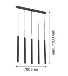 Argon ETNA PLUS lampa wisząca 5 pł. 5x6W (max) czarny struktura 2137