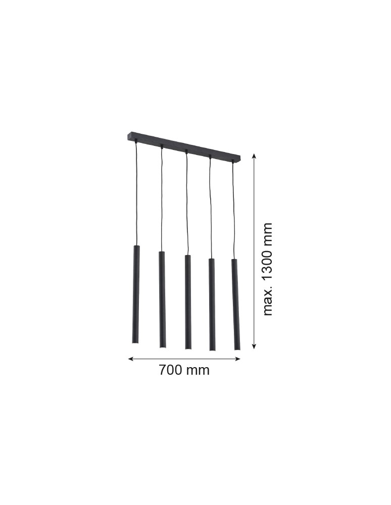 Argon ETNA PLUS lampa wisząca 5 pł. 5x6W (max) czarny struktura 2137