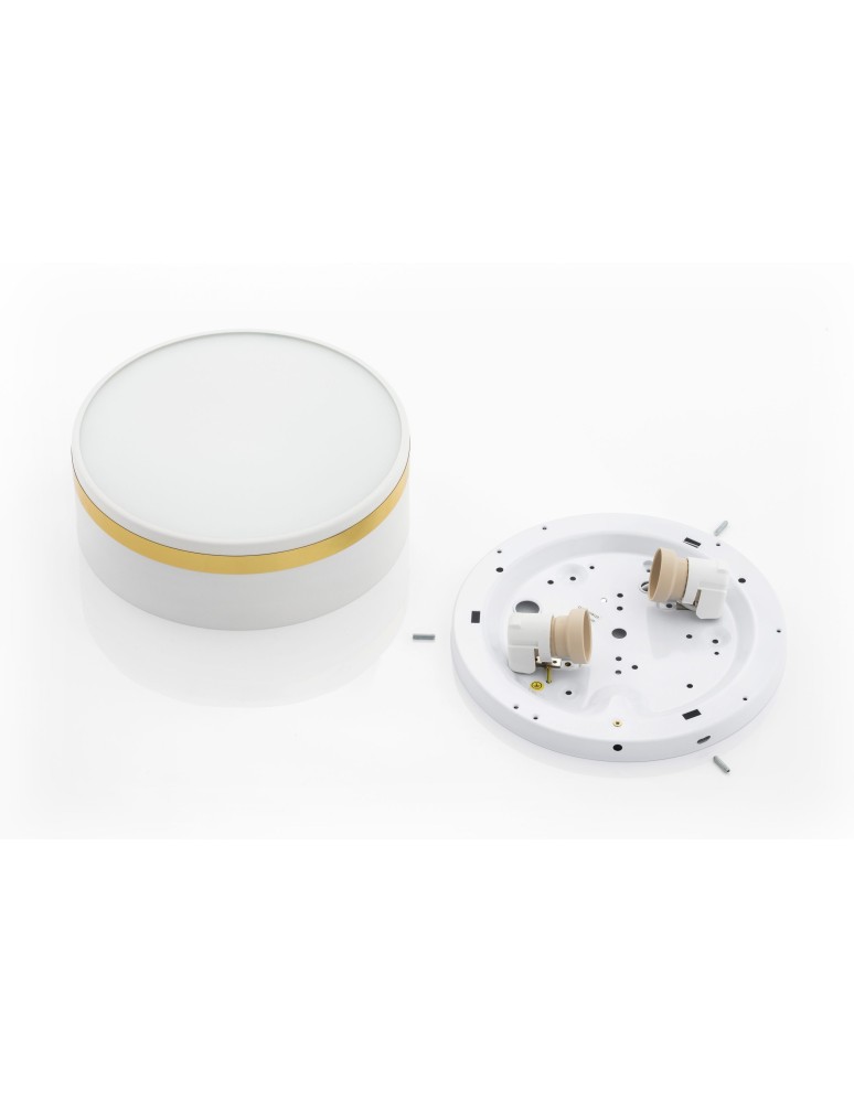 Round Plafonds - Argon AMORE plafond 2 fl. small 2x15W (max) white structure with gold stripe 7034 - product kolory-swiatla.pl 6