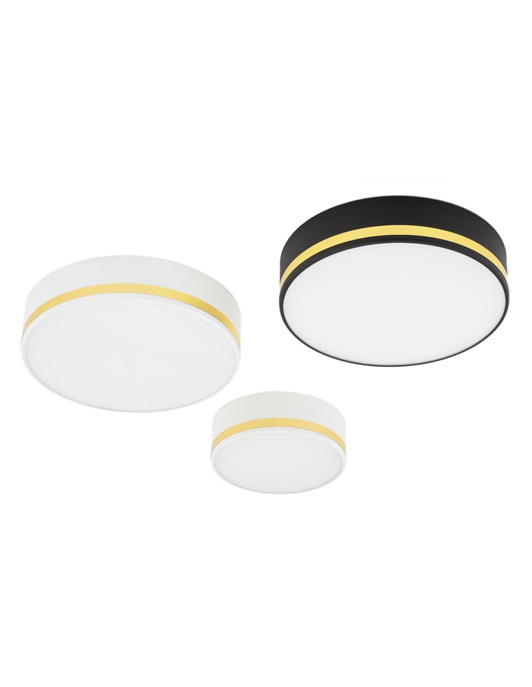Round Plafonds - Argon AMORE plafond 2 fl. small 2x15W (max) white structure with gold stripe 7034 - product kolory-swiatla.pl 7