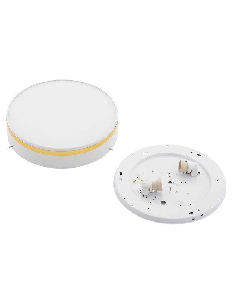 Round Plafonds - Argon AMORE plafond 2 fl. medium 2x15W (max) white structure with gold stripe 7035 - product kolory-swiatla.pl 6