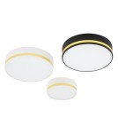 Round Plafonds - Argon AMORE plafond 2 fl. medium 2x15W (max) white structure with gold stripe 7035 - product 7