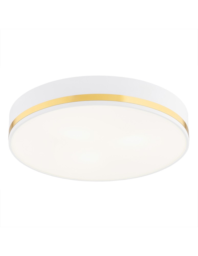 Round Plafonds - Argon AMORE plafond 3 fl. large 3x15W (max) white structure with gold stripe 6138 - product kolory-swiatla.pl 1