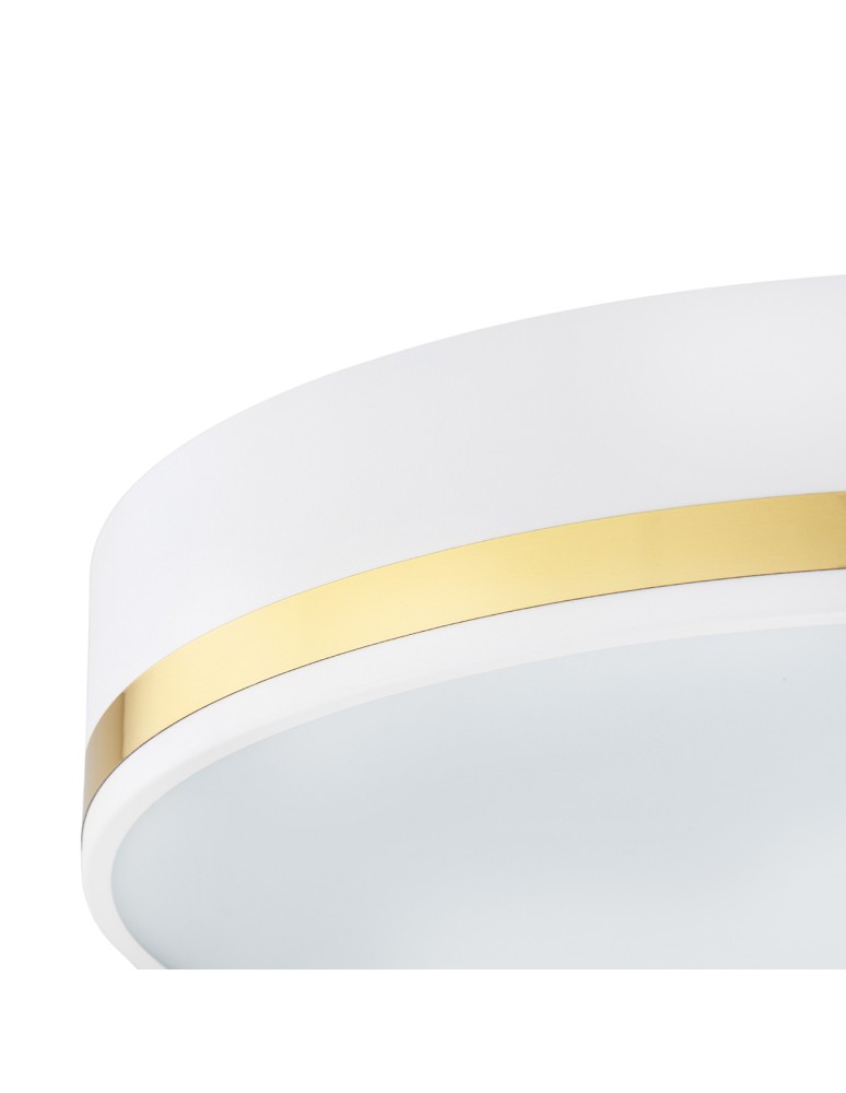 Round Plafonds - Argon AMORE plafond 3 fl. large 3x15W (max) white structure with gold stripe 6138 - product kolory-swiatla.pl 3