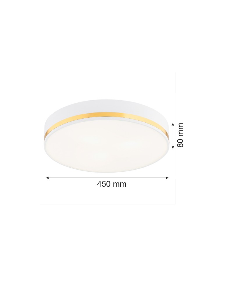 Round Plafonds - Argon AMORE plafond 3 fl. large 3x15W (max) white structure with gold stripe 6138 - product kolory-swiatla.pl 6