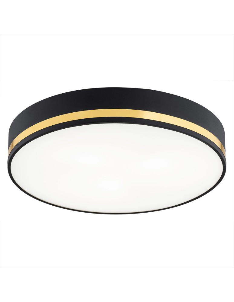 Round Plafonds - Argon AMORE plafond 2 fl. small 2x15W (max) black structure with gold stripe 7040 - product kolory-swiatla.pl 1