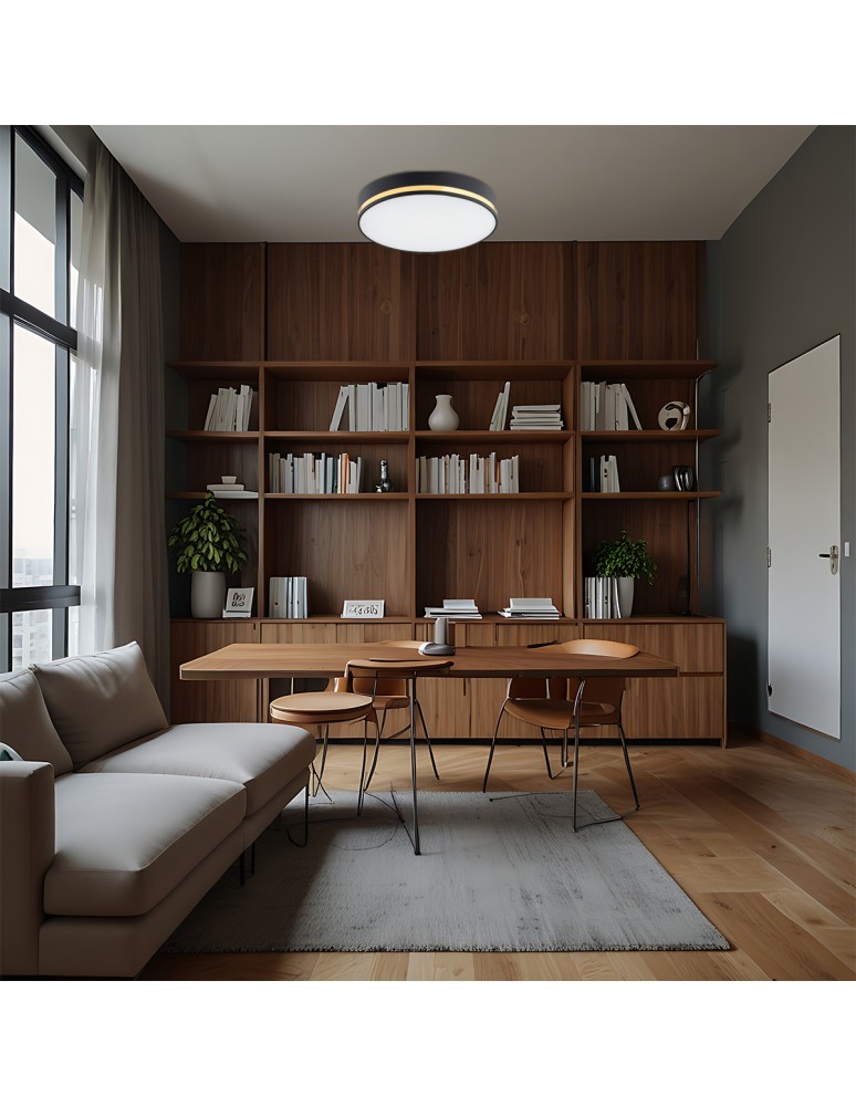 Round Plafonds - Argon AMORE plafond 2 fl. small 2x15W (max) black structure with gold stripe 7040 - product kolory-swiatla.pl 2