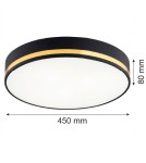 Round Plafonds - Argon AMORE plafond 3 fl. large 3x15W (max) black structure with gold stripe 6141 - product 6