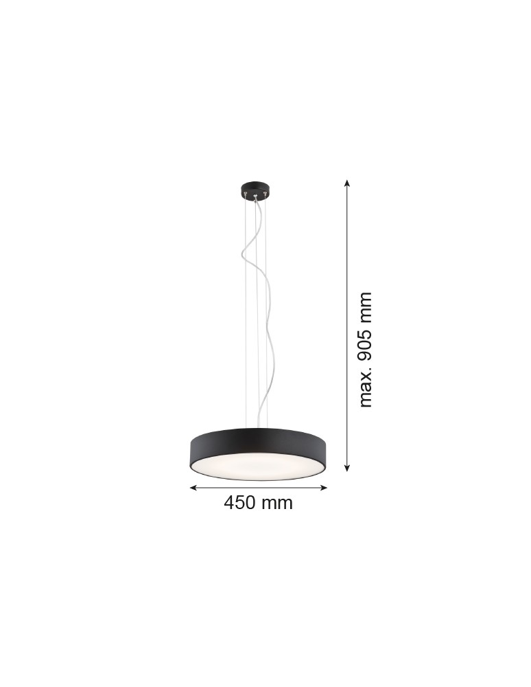 Argon DARLING LED lampa wisząca duża 1 pł. led 1x42W czarny struktura 3352