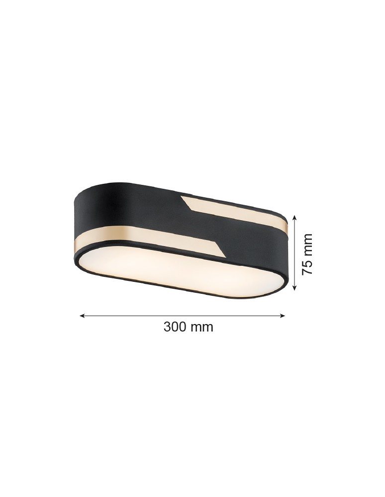 Modern ceiling lamps - Argon TONI plafond 2 fl. 2x15W (max) milky black structure with gold stripe 904 - product kolory-swiatla.pl 3