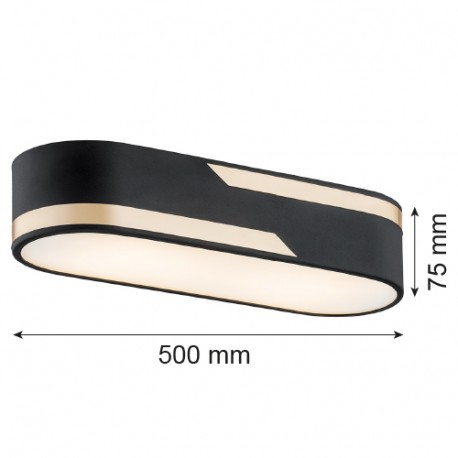 Argon TONI plafon 3 pł. 3x15W (max) mleczny czarny struktura ze złotym paskiem 6001
