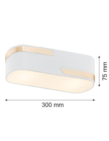 Argon TONI plafond 2 fl. 2x15W (max) milky white structure with gold stripe 906 - product 2