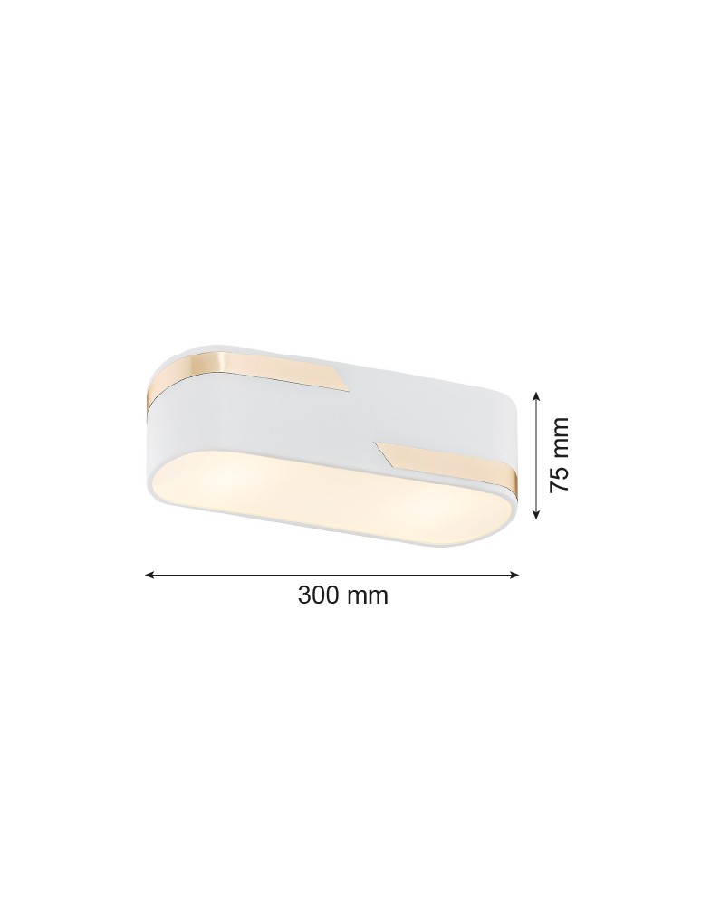 Modern ceiling lamps - Argon TONI plafond 2 fl. 2x15W (max) milky white structure with gold stripe 906 - product kolory-swiatla.pl 2