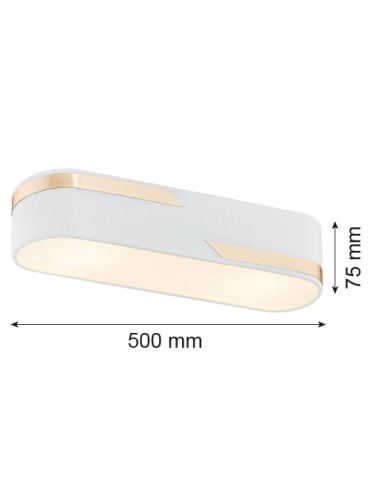 Argon TONI plafon 3 pł. 3x15W (max) mleczny biały struktura ze złotym paskiem 6003 - produkt 2