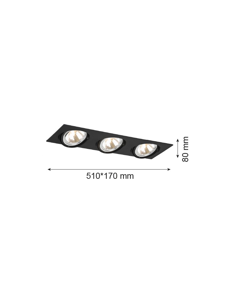 Square flush-mounted lamps - Argon OLIMP 3 fl. ceiling light fixture 3x6W LED (max) black structure 1329 - product kolory-swiatla.pl 2