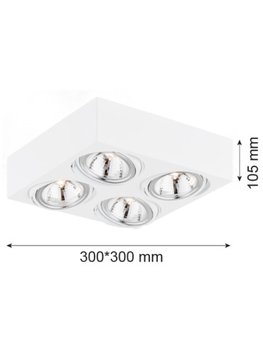 Argon RODOS plafon 4 pł. 4x6W LED (max) biały struktura 1540 - produkt 2