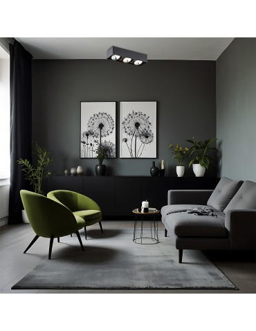 Argon RODOS plafond 3 fl. 3x6W LED (max) black structure 1119 - product 2