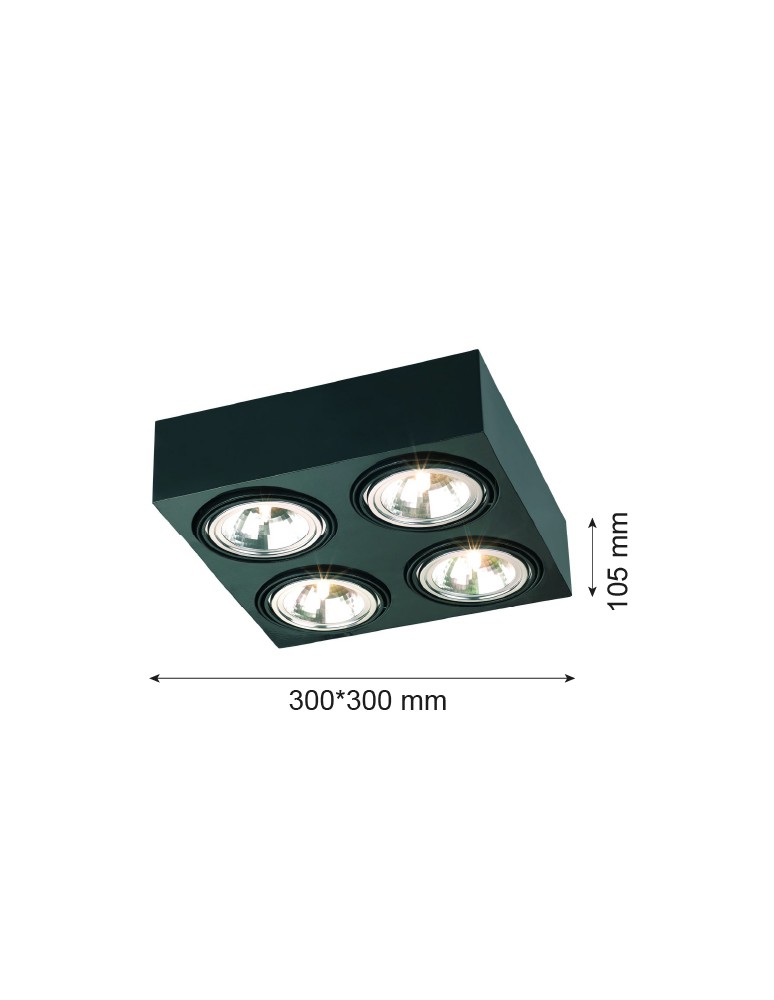 Ceiling spot lights - Argon RODOS plafond 4 fl. 4x6W LED (max) black structure 1553 - product kolory-swiatla.pl 3