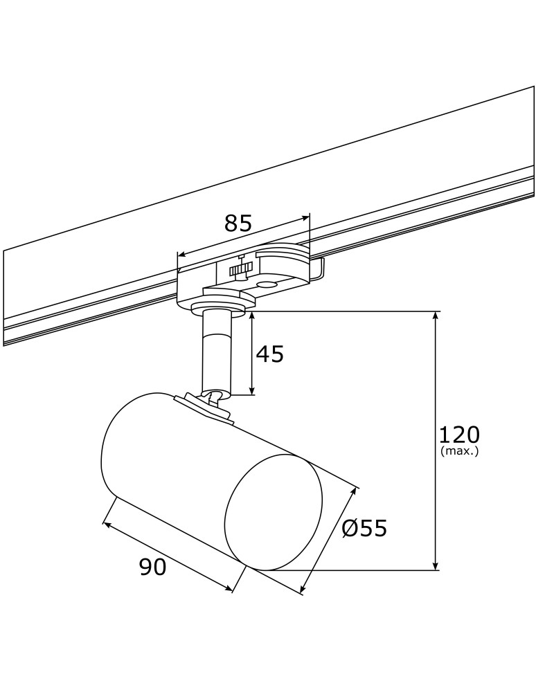 Lamps for 3-phase busbars - Argon HORTA spotlight 1 pł. 1x5W (max) white structure black 4327 - product kolory-swiatla.pl 3