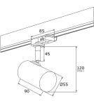 Lamps for 3-phase busbars - Argon HORTA spotlight 1 pł. 1x5W (max) black structure black 4329 - product 3