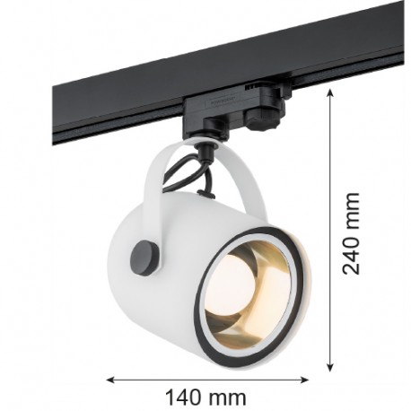 Argon NET reflektor 1 pł. 1x15W (max) biały struktura czarny struktura 4309