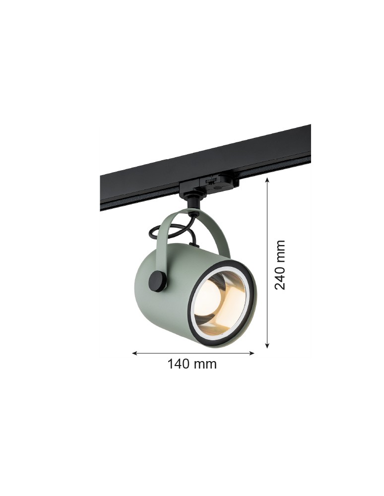 Lamps for 3-phase busbars - Argon NET spotlight 1 pł. 1x15W (max) sage structure black structure 4310 - product kolory-swiatla.pl 2