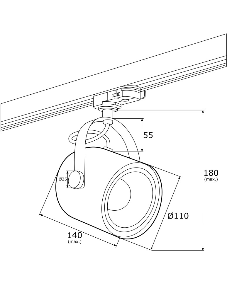 Lamps for 3-phase busbars - Argon NET spotlight 1 pł. 1x15W (max) sage structure black structure 4310 - product kolory-swiatla.pl 3