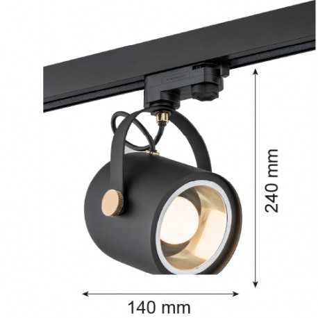 Argon NET reflektor 1 pł. 1x15W (max) czarny struktura elementy mosiądzowane 4311
