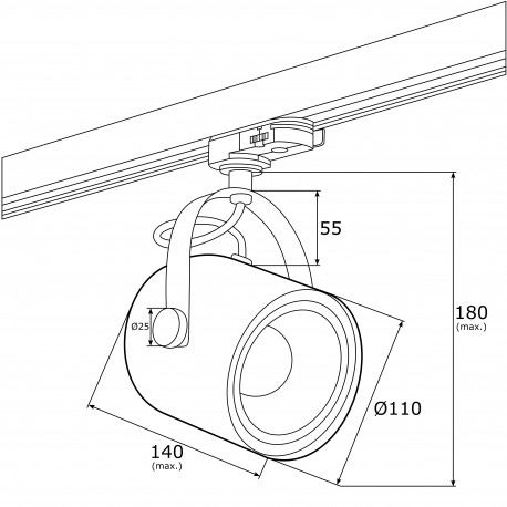 Argon NET reflektor 1 pł. 1x15W (max) czarny struktura elementy mosiądzowane 4311