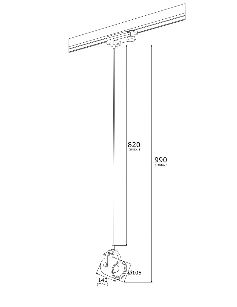 Lamps for 3-phase busbars - Argon NET 1 pł. pendant 1x15W (max) white structure black structure 4312 - product kolory-swiatla.pl 3