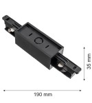 Accessories for 3 phase busbars - Argon ARGON T-RACK SYSTEM SIMPLE LAYER straight connector black 4364 - product 2