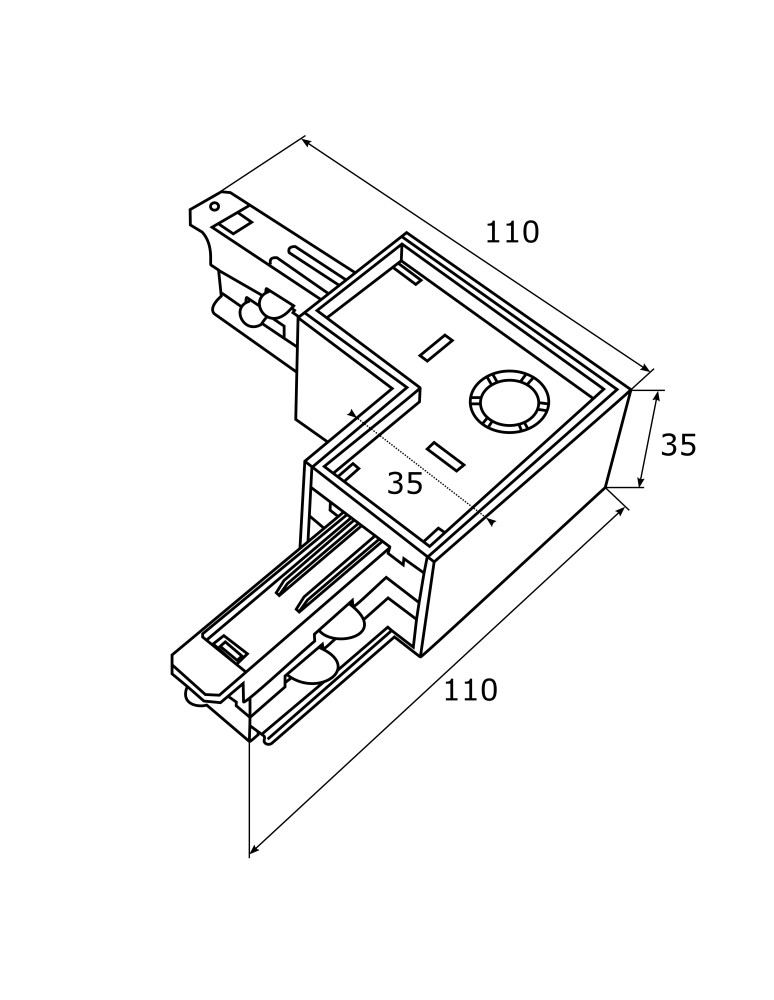 Accessories for 3 phase busbars - Argon ARGON T-RACK SYSTEM L LEFT LANGER (right angle) black 4367 - product kolory-swiatla.pl 3