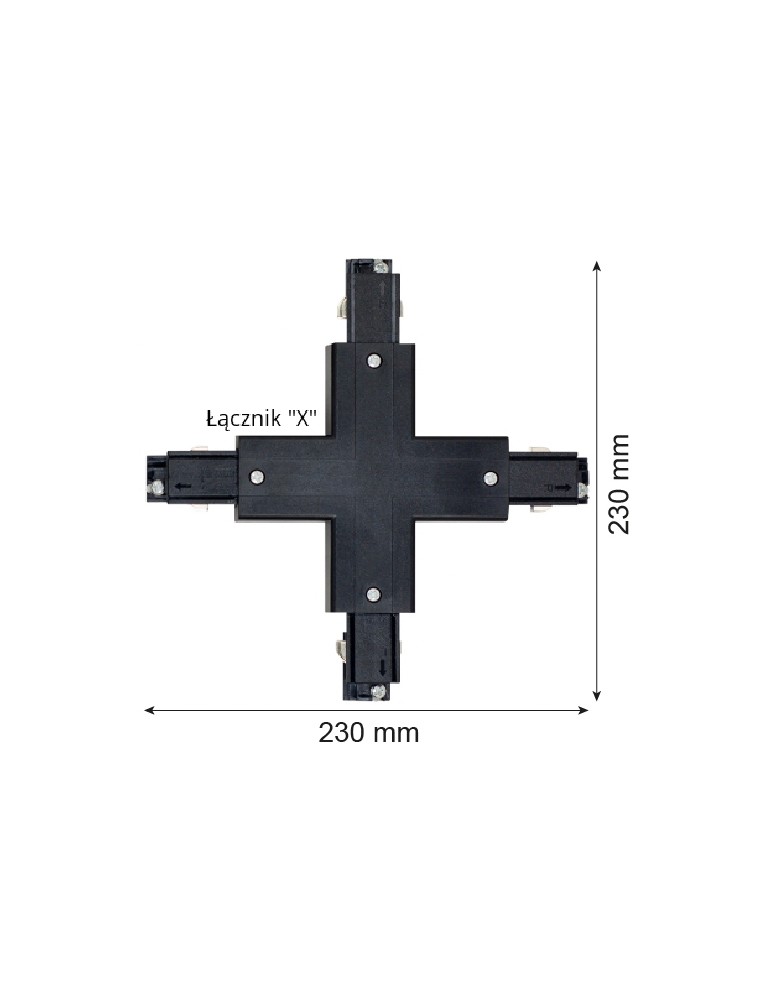 Accessories for 3 phase busbars - Argon T-RACK connector type "X" black 8041 - product kolory-swiatla.pl 2